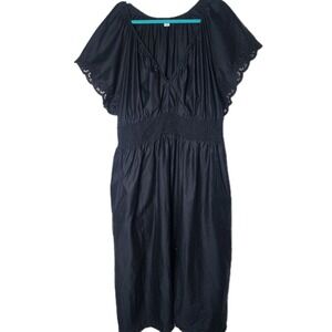 Old Navy XXL‎ Y2k Midi Dress Black Babydoll Lace Flutter Sleeve Boho Cottagecore